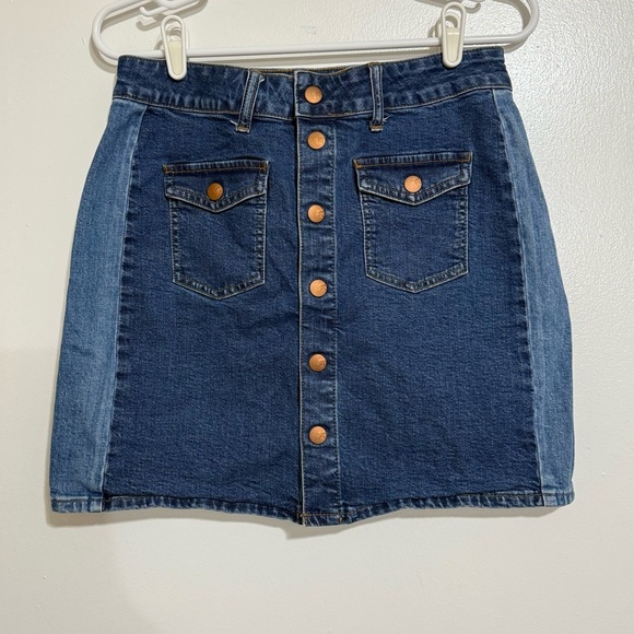Madewell Stretch Denim Straight Mini Skirt Snap Button Closure Women’s Size 29 - Picture 13 of 13